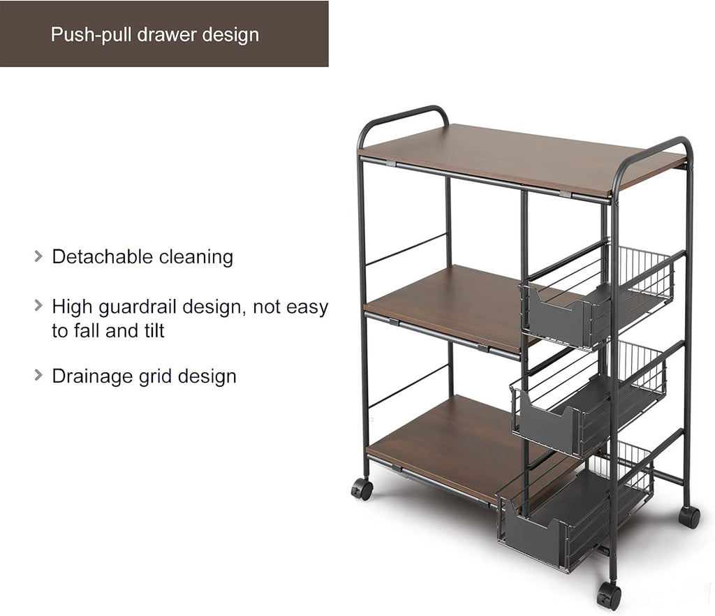 3-Tire Kitchen Standing Bakers Rack with Storage Basket C38412