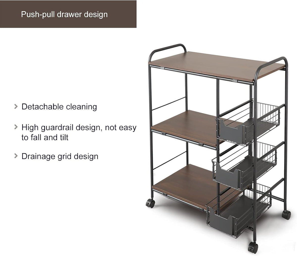 3-Tire Kitchen Standing Bakers Rack with Storage Basket C38412
