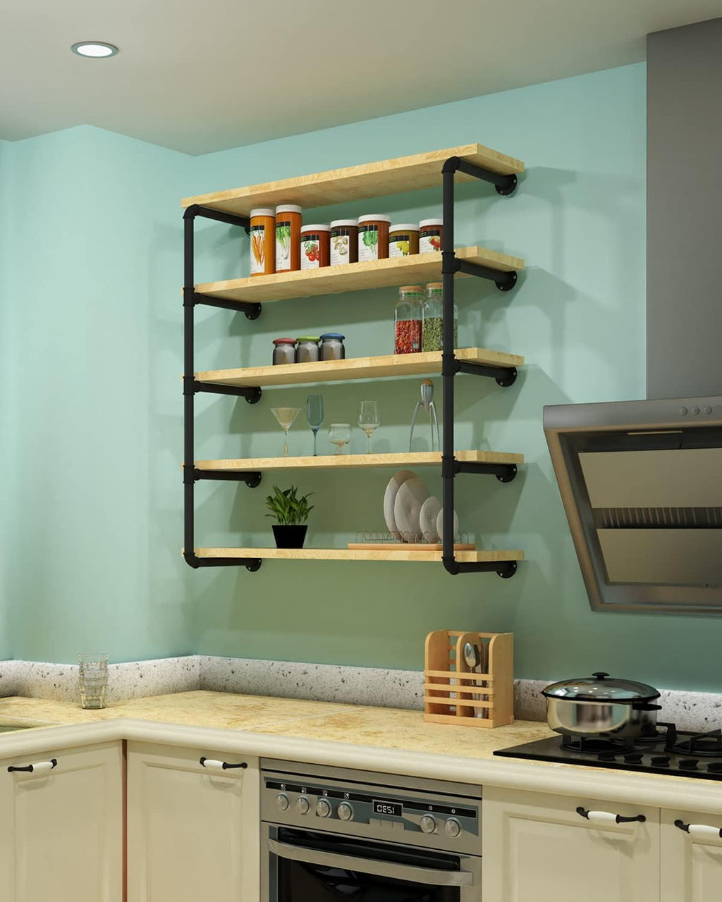 Vintage Industrial Wall Mount Bookshelf Shelving Unit M414