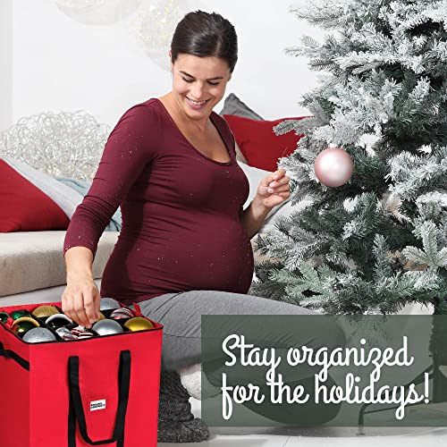 Christmas Ornament Storage Container with 4 Individual Trays, Heavy Duty 600D Tear Resistant Material K319
