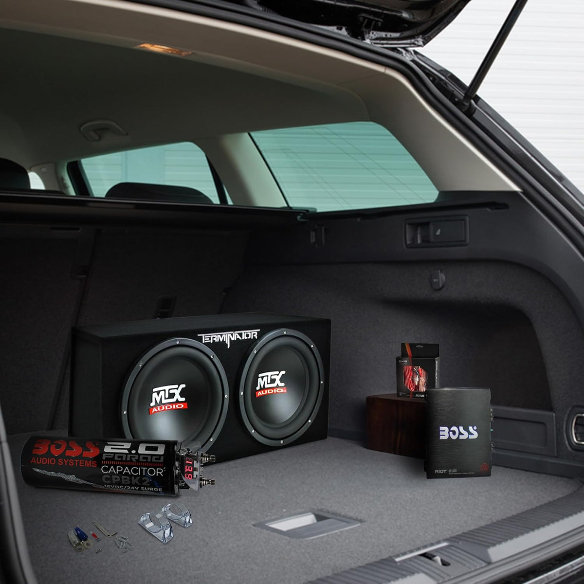 12 Inch 1200 Watt 4 Ohm Dual Loaded Car Audio Subwoofer Package with Sub Enclosure W604224