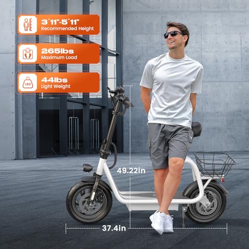Electric Scooter with Seat, LED Display, 12" Tires, Foldable R9768