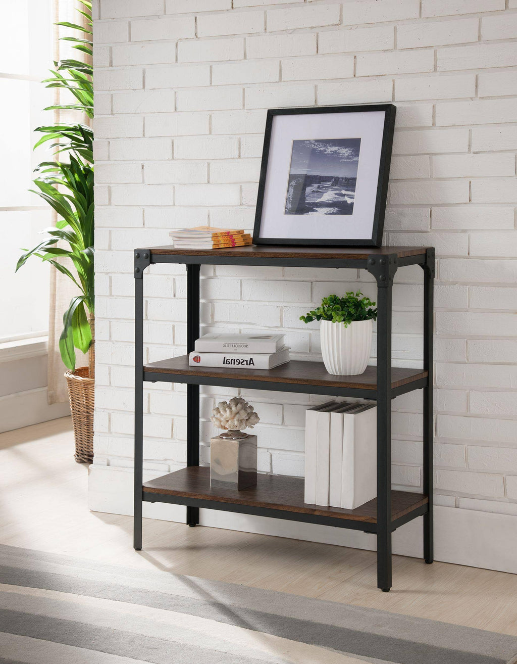 Antique Walnut 2 Tier Shelf Bookcase A4114