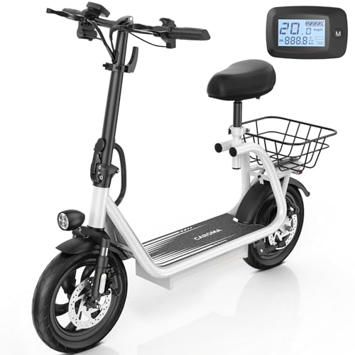 Electric Scooter with Seat, LED Display, 12" Tires, Foldable R9768