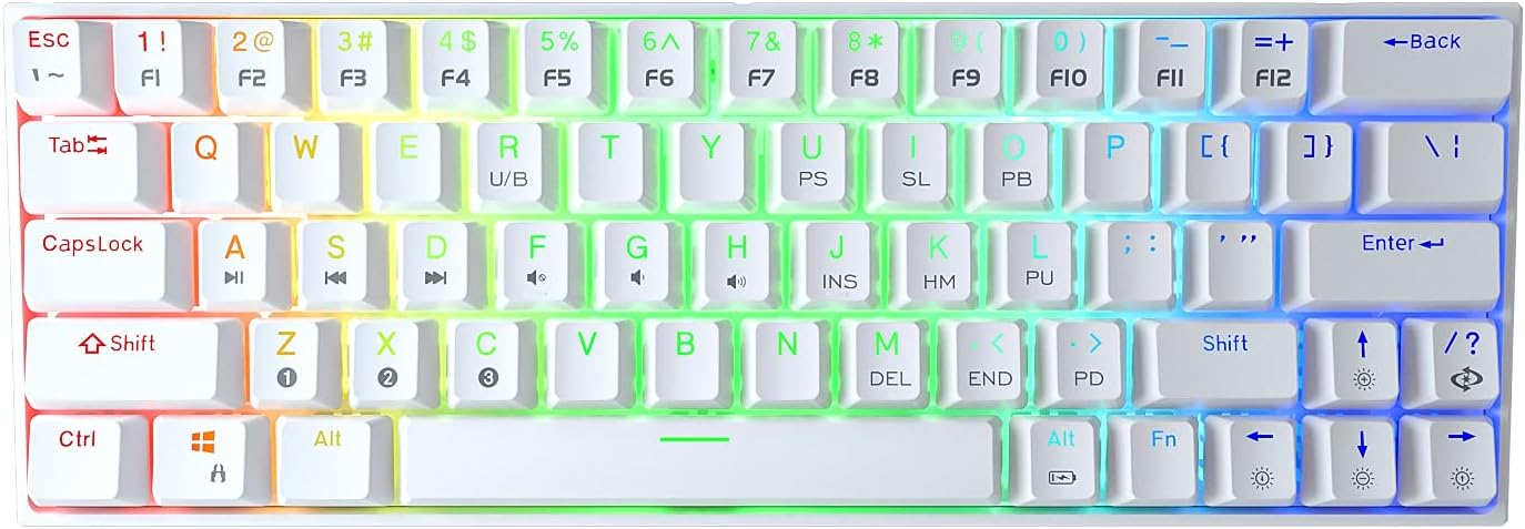 60% Wired Wireless RGB Bluetooth Mechanical Keyboard, Red Switches, Pack of 2 B52798
