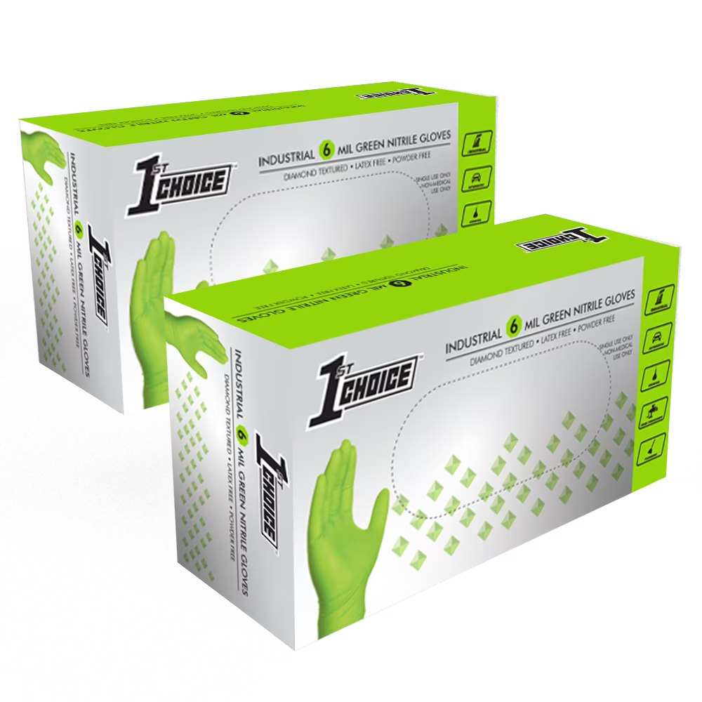 Green Nitrile Disposable Gloves 6 Mil Textured Large 200 X66507