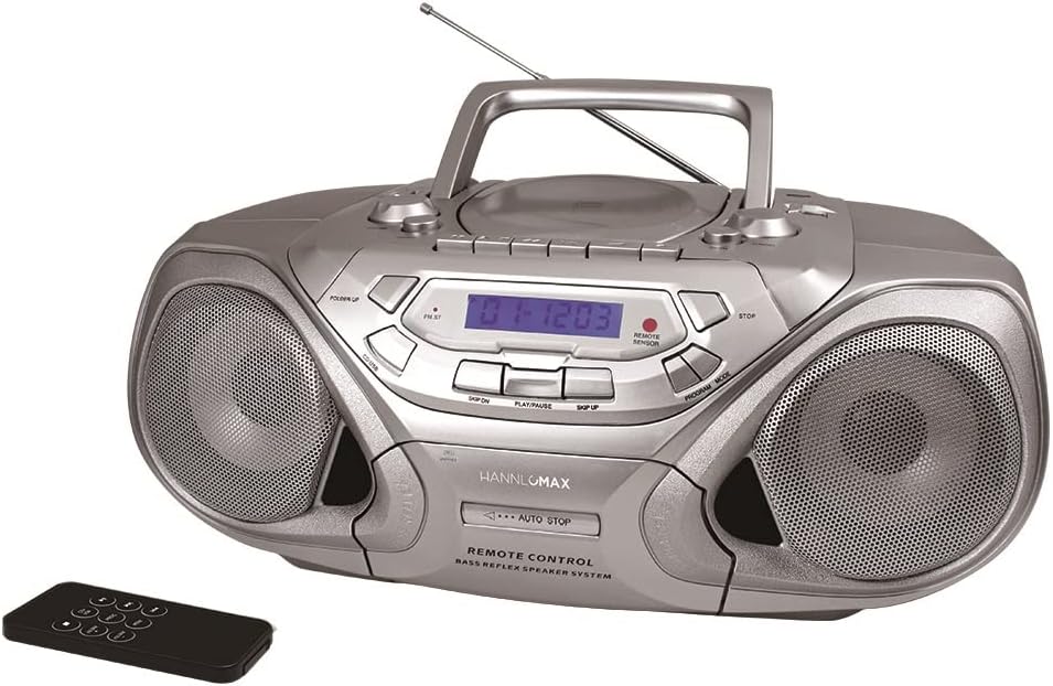 Portable CD/MP3 Player with Cassette Recorder, AM/FM Radio, USB Port, Aux-in, LCD Display (Silver) I1658