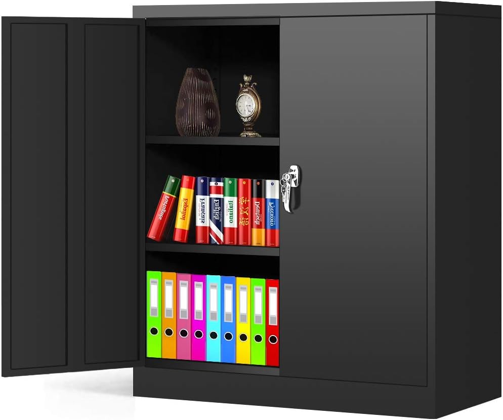 Metal Storage Cabinet Locking Steel Storage Cabinet 42” with Lock and Doors, Adjustable Shelves P76291