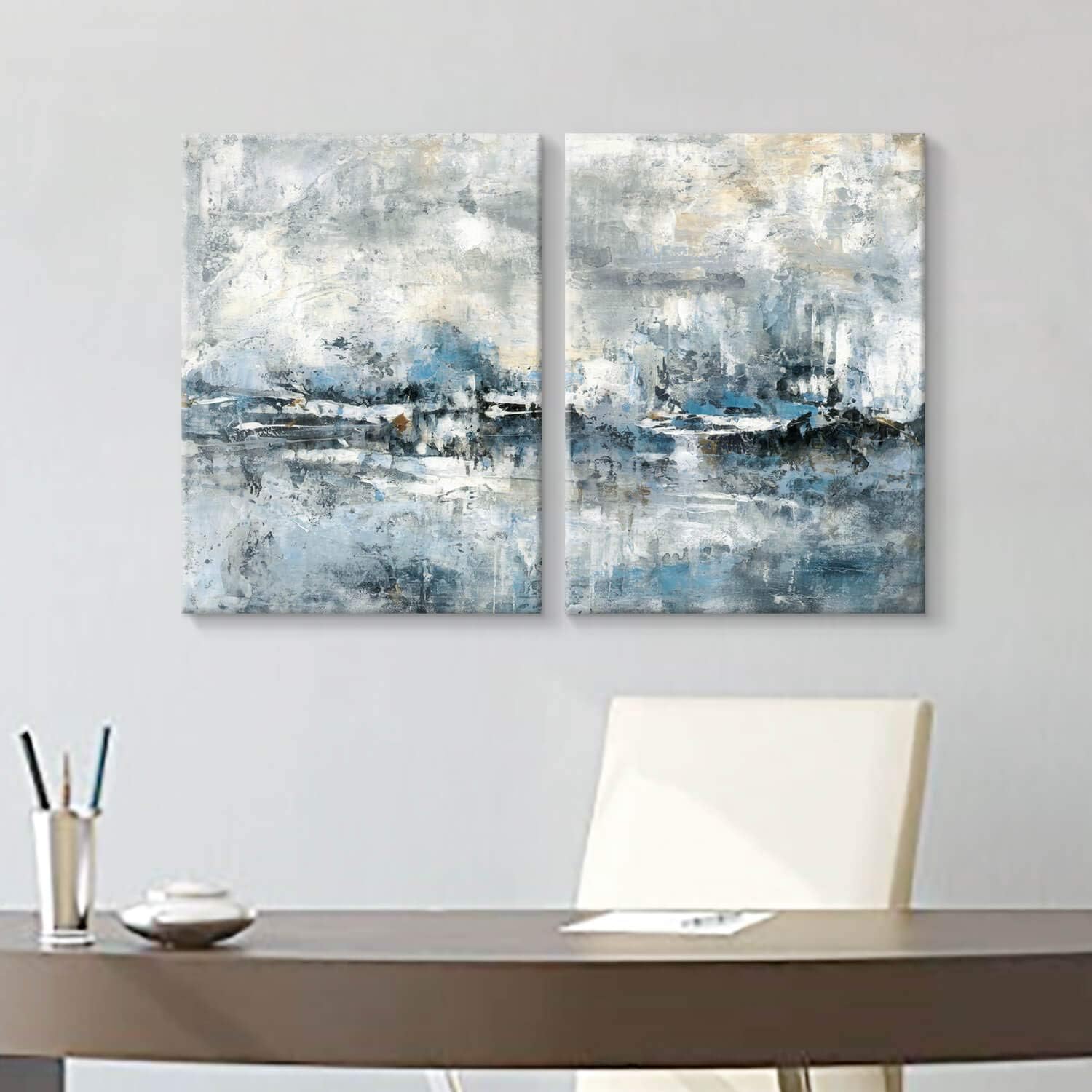 Abstract Canvas Wall Art with Heavy Texture, 18W x 24H x 2 PCS S284