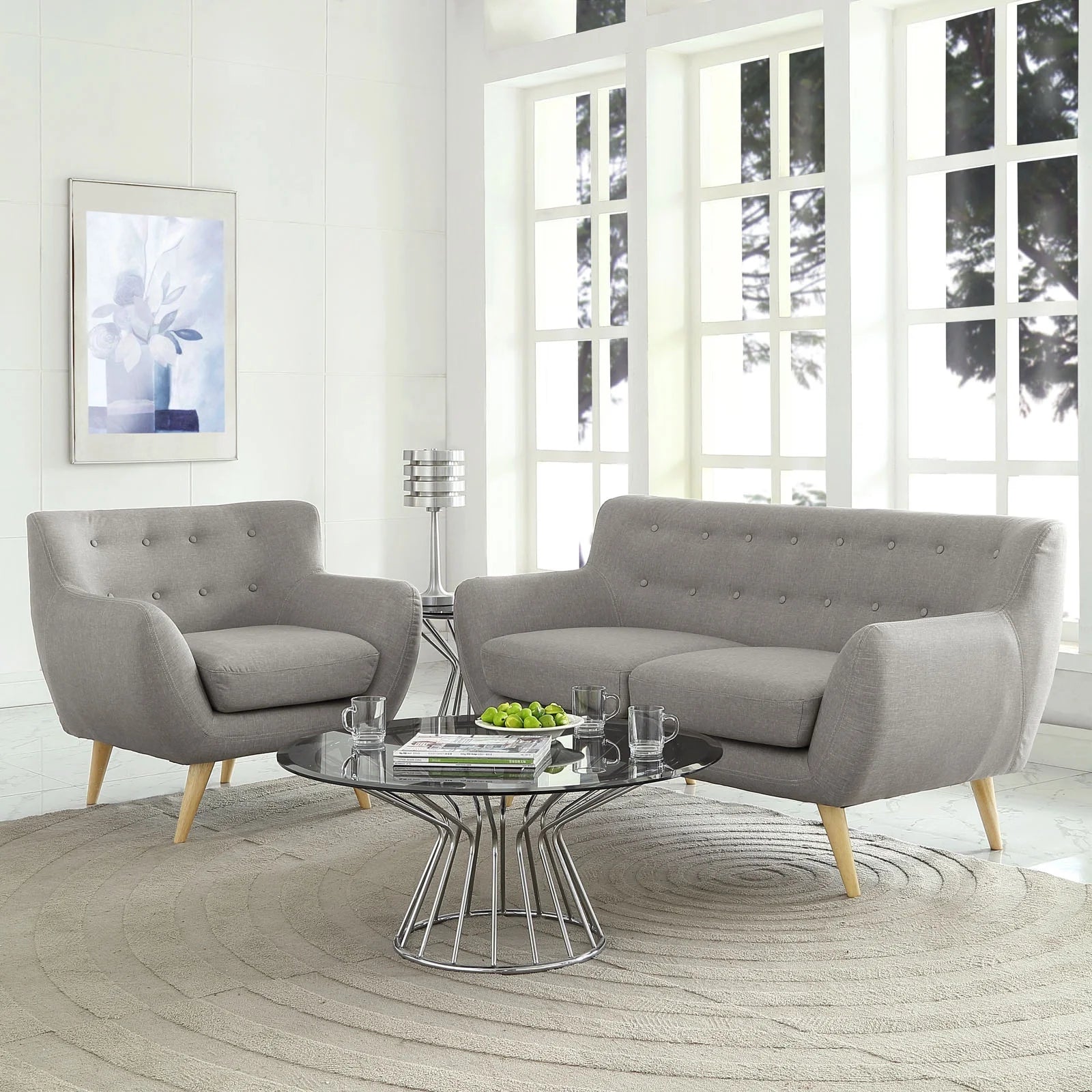 Grey Fabric Two PCS Living Room Set Y8800