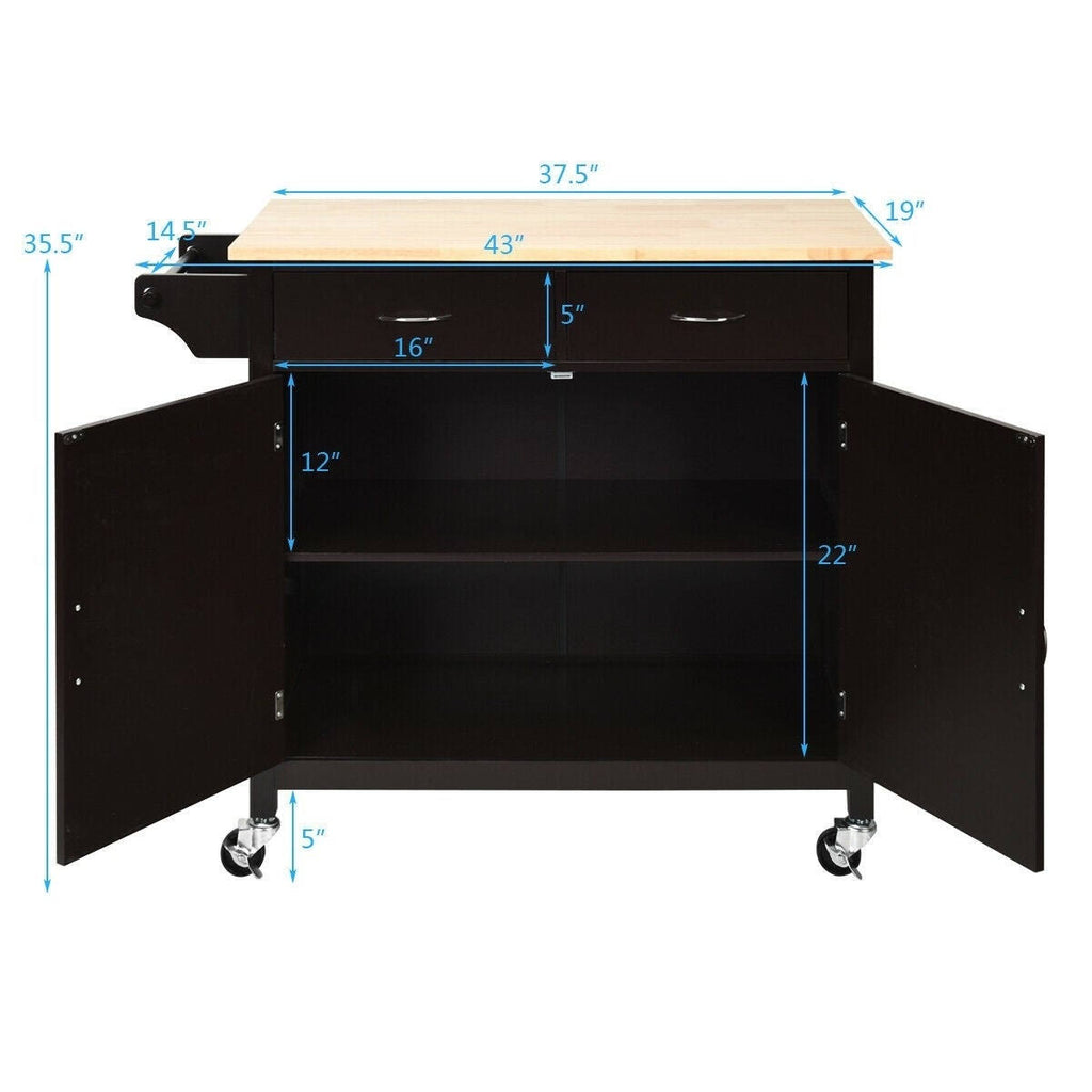 Brown Wooden Top Rolling Kitchen Cart L408