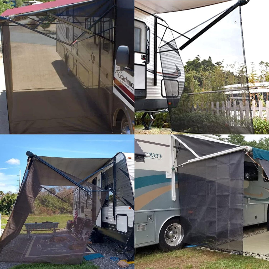 RV Awning Side Sun Shade 9’ x 7’ Screen Kit Black Mesh Pack of 2 N2459