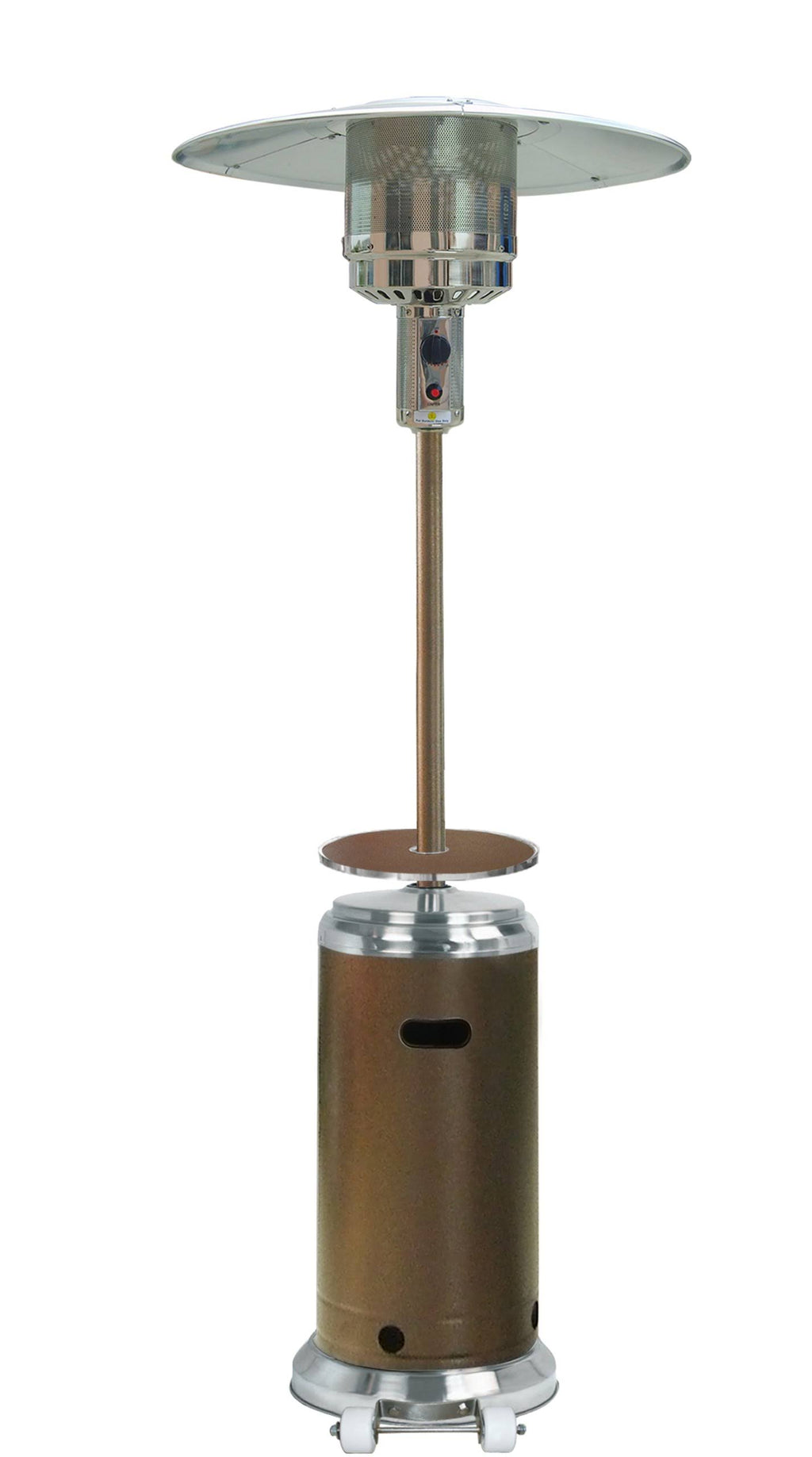 Tall Hammered Bronze and Stainless Steel Patio Heater with Table T813