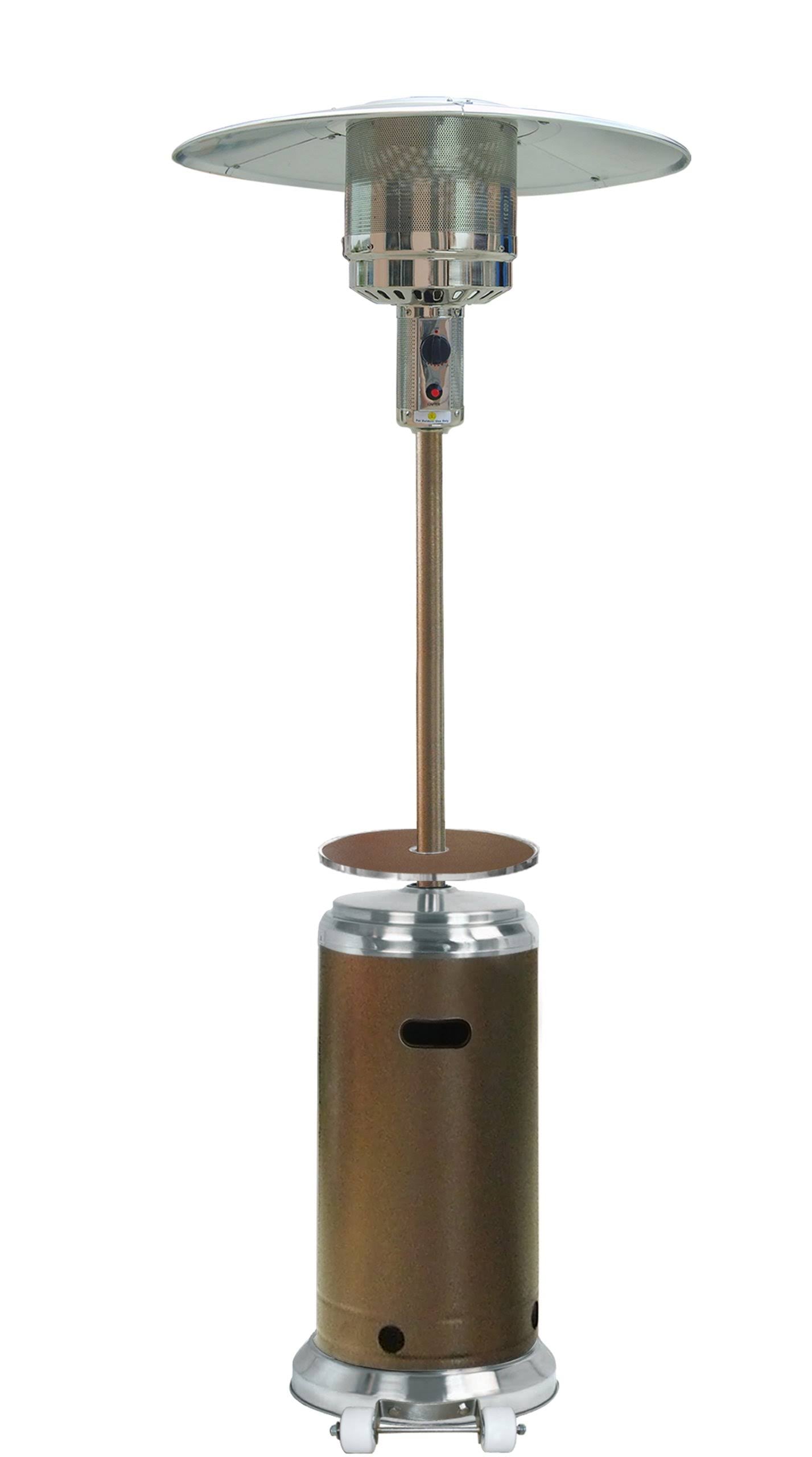 Tall Hammered Bronze and Stainless Steel Patio Heater with Table T813