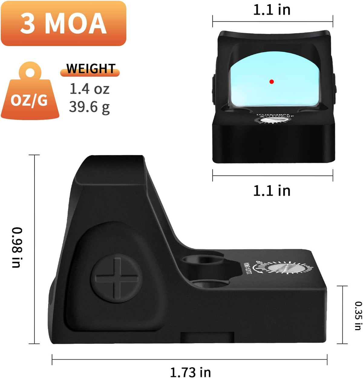 3 MOA Red Dot Sight with Picatinny Mount Plates P246260