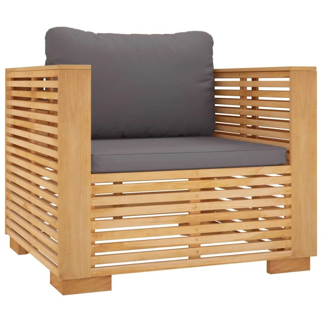 Solid Wood Teak Patio Sofa Chair with Dark Gray Cushions W15912