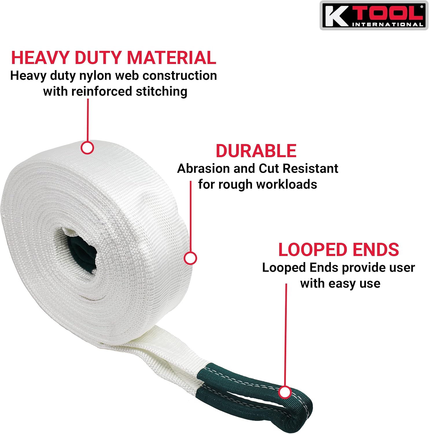 4 x 30 FT. Tow Strap with Looped Ends, 40,000 lb. Capacity, Pack of 2 P6536