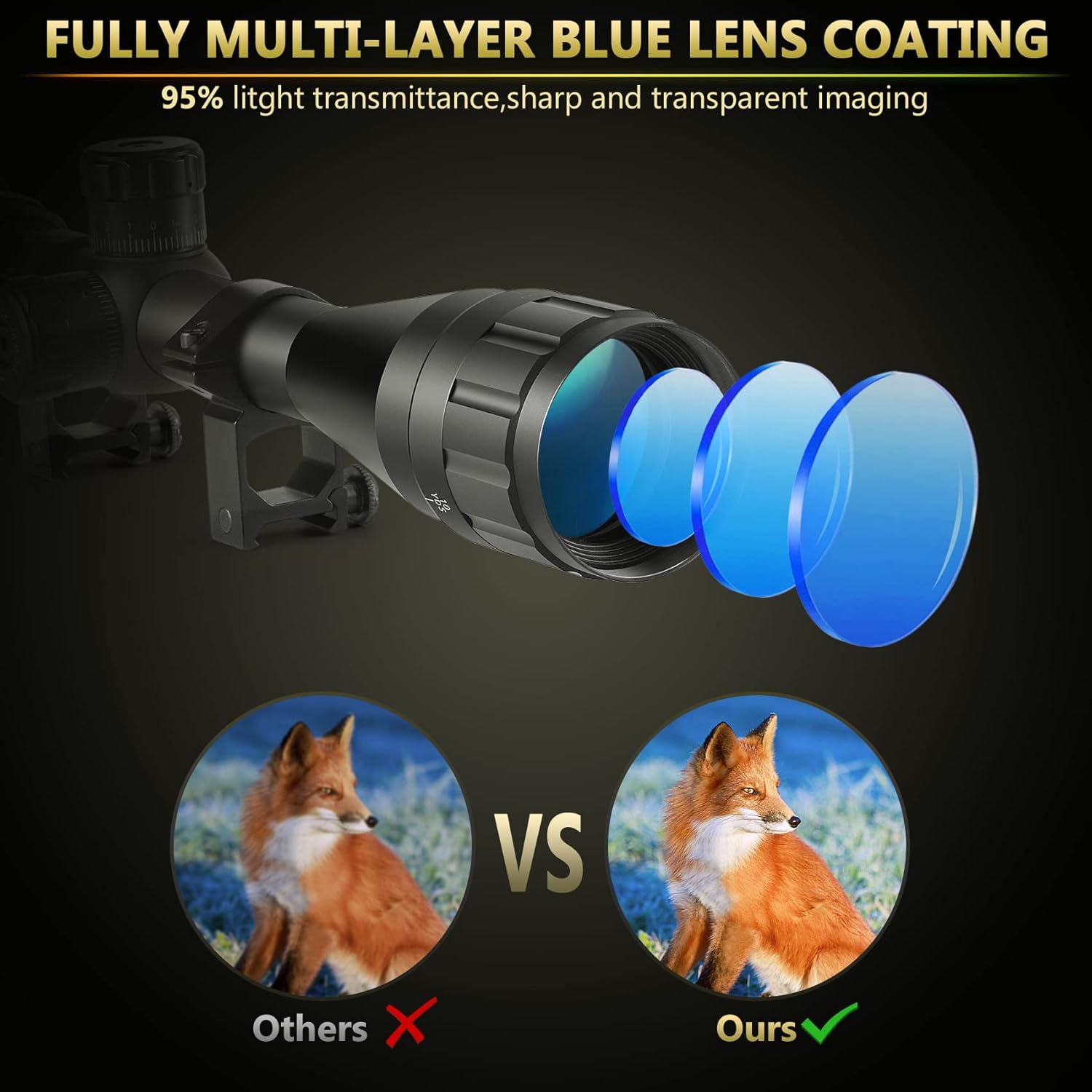 4-16x44 AO Rifle Scope with Red/Green Reticle Illuminated, Locking Turret, Sunshade and 20mm Rail Mount, Pack of 2 Z307525