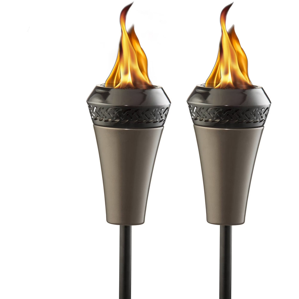 2-Pack 66 inch Outdoor Tiki Torch Metal Brown Q296108