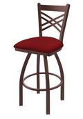 Swivel Bar Stool with Bronze Finish and Graph Ruby Seat H7037