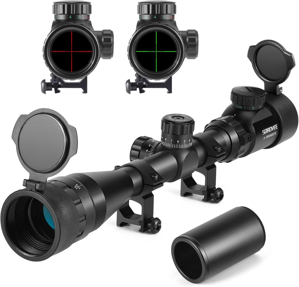 4-16x44 AO Rifle Scope with Red/Green Reticle Illuminated, Locking Turret, Sunshade and 20mm Rail Mount, Pack of 2 Z307525