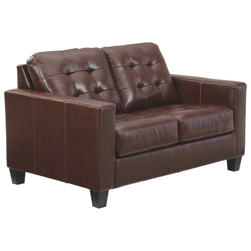 Walnut Leather Loveseat I418