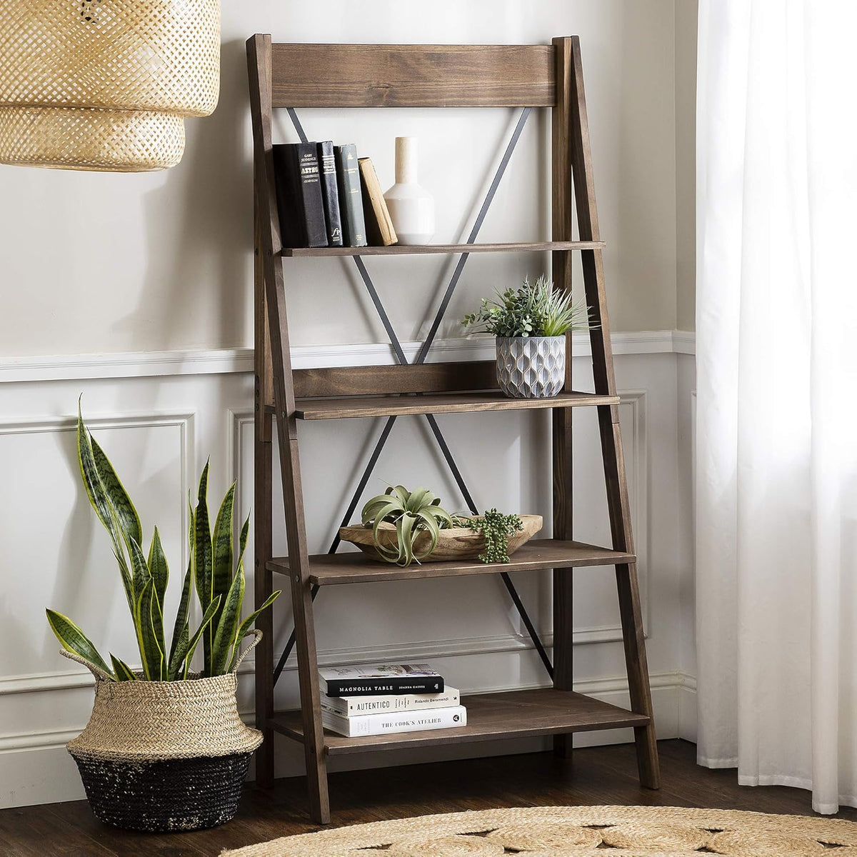 4 Shelves Brown Wood Bookcase C380