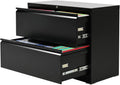 Black 3 Drawer Metal Lateral File Cabinet U6859