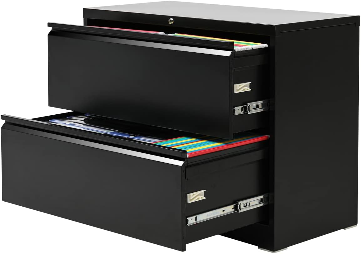 Black 3 Drawer Metal Lateral File Cabinet U6859