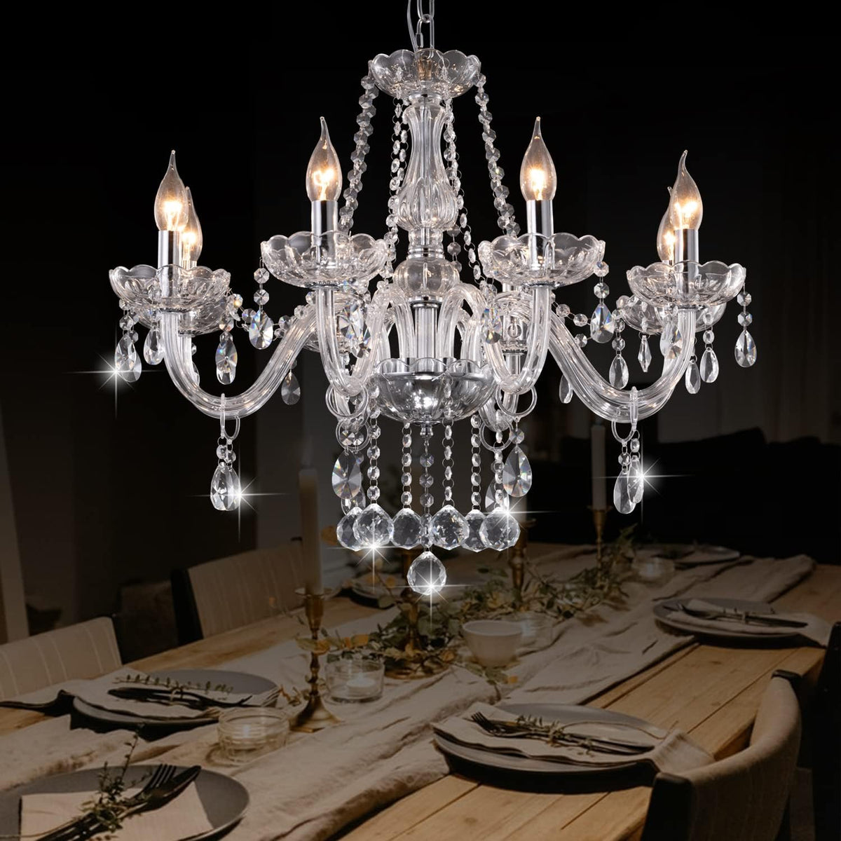 Crystal 6 Lights Pendant Ceiling Fixture Lamp H206983