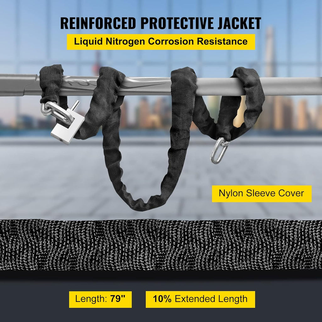 Heavy Duty Case-Hardened Security Chain and Lock Kit with 3 Keys Z681