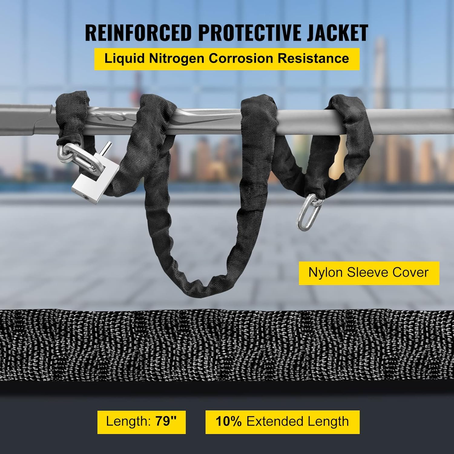 Heavy Duty Case-Hardened Security Chain and Lock Kit with 3 Keys Z681
