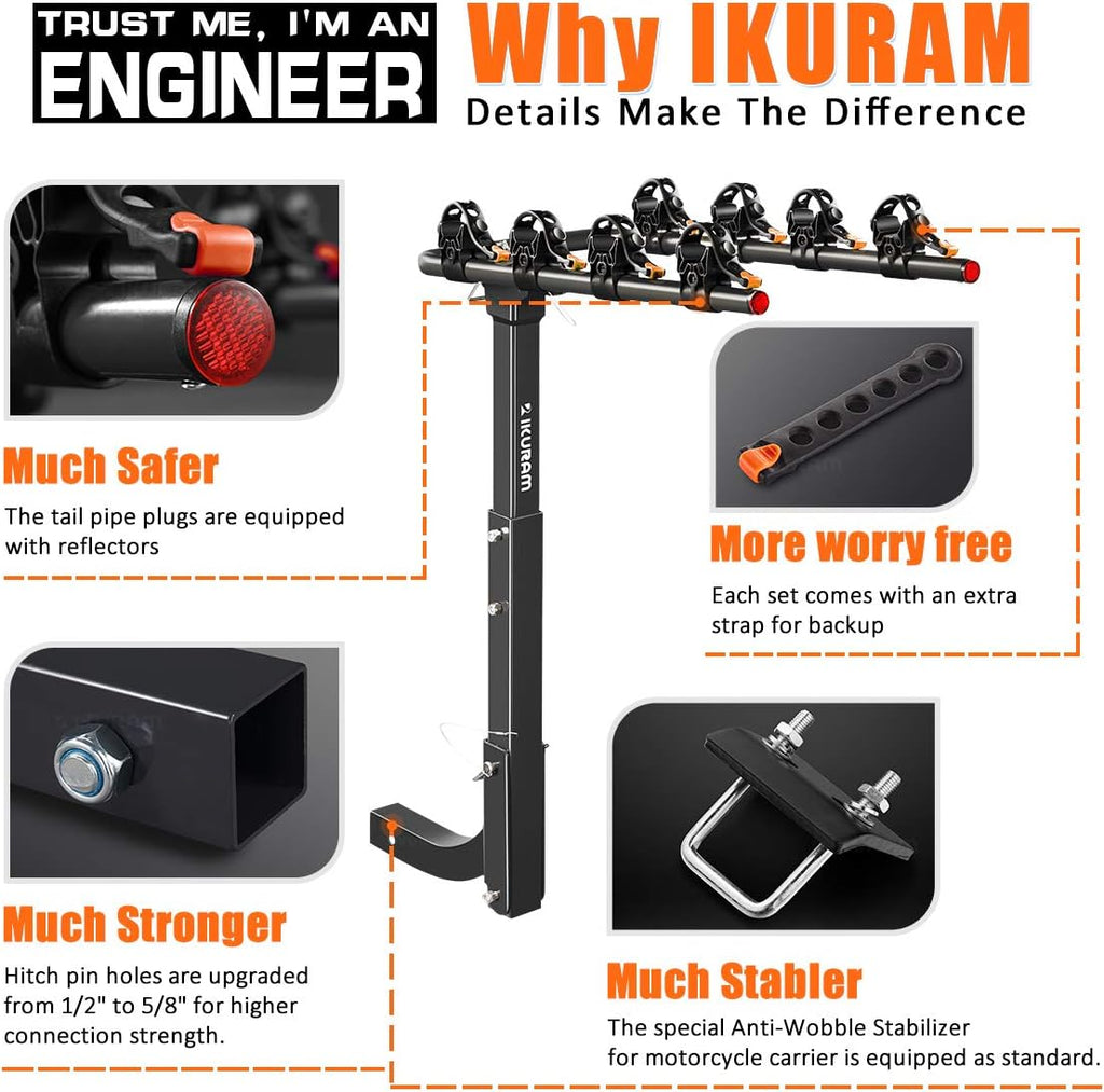 3 Bike Rack Hitch Mount Double Foldable Rack S466