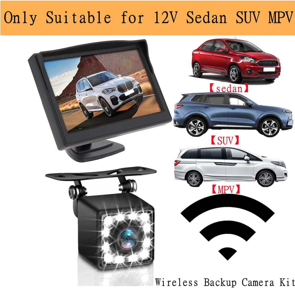 Wireless Backup Camera 4.3 Inch FHD 1080P Waterproof Reversing Camera Pack of 2 R693412