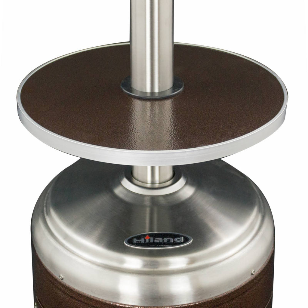 Tall Hammered Bronze and Stainless Steel Patio Heater with Table T813