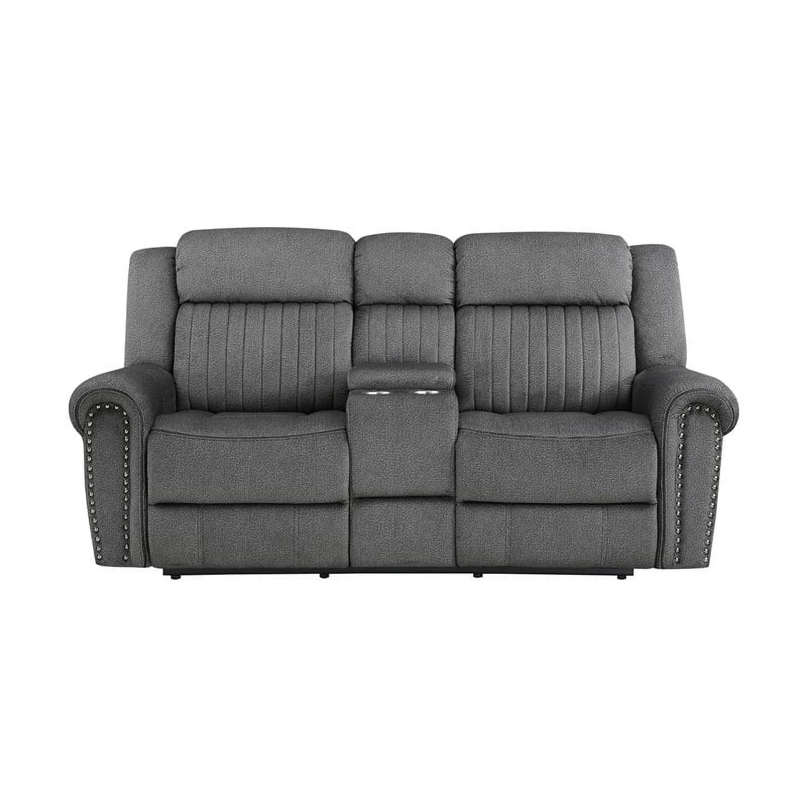 Charcoal Microfiber Power Double Reclining Loveseat C15637