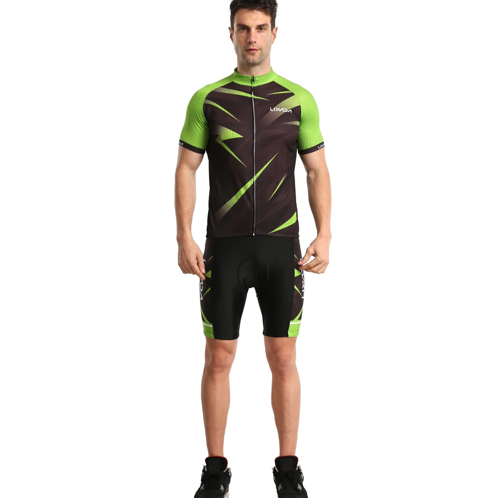 Men Cycling Jersey Short Sleeve Bike Shirt Padded Shorts MTB Clothing Suit X857394