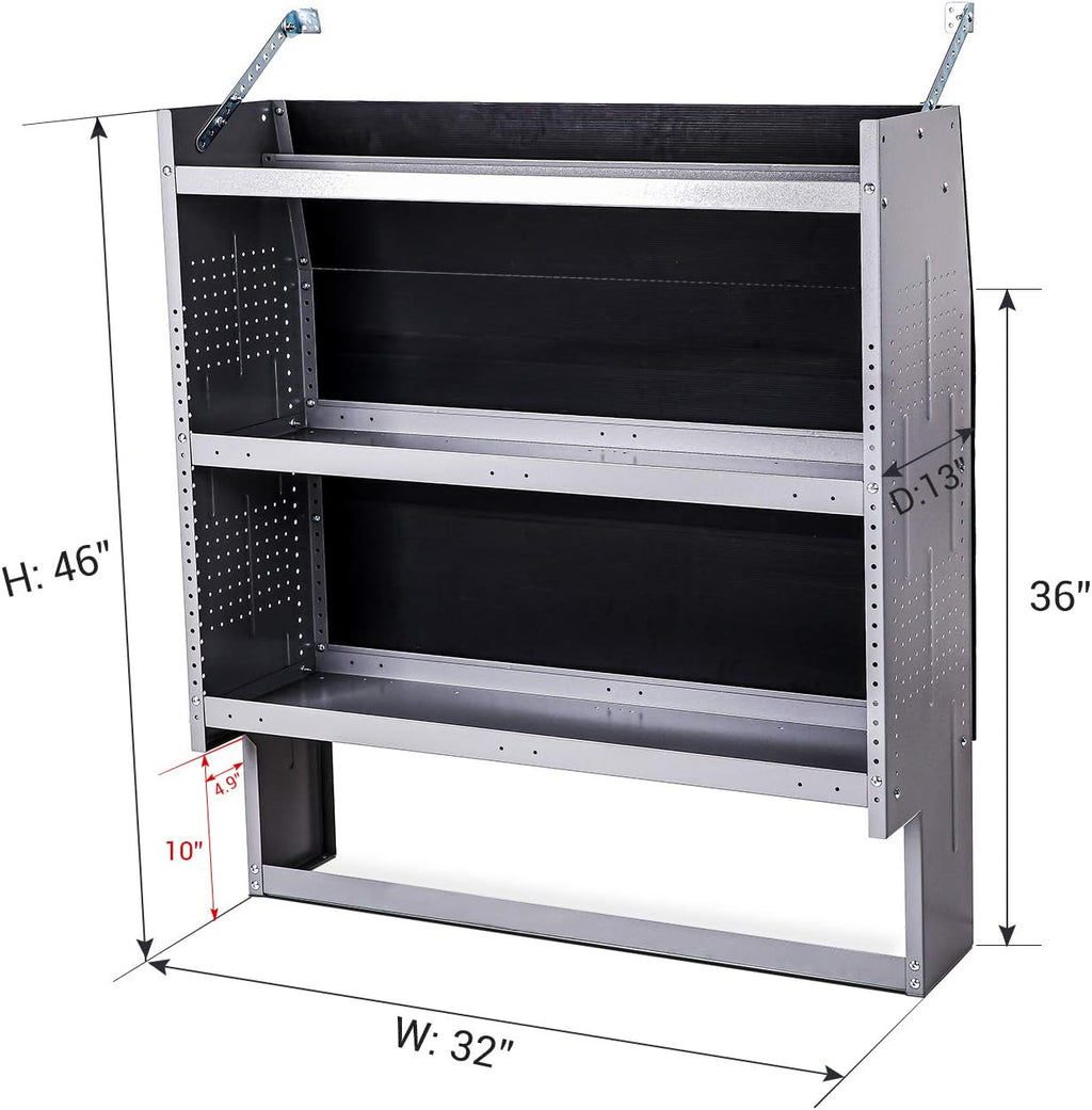 Steel Van Shelving Storage System, 32" W x 46" H x 13" D E780142