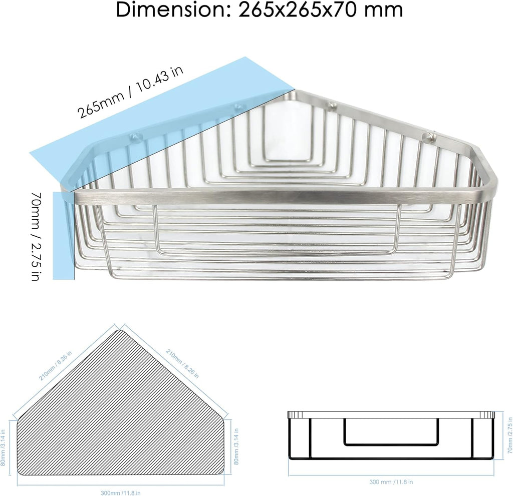 Brushed Nickel SUS304 Stainless Steel Corner Shower Caddy Basket L503