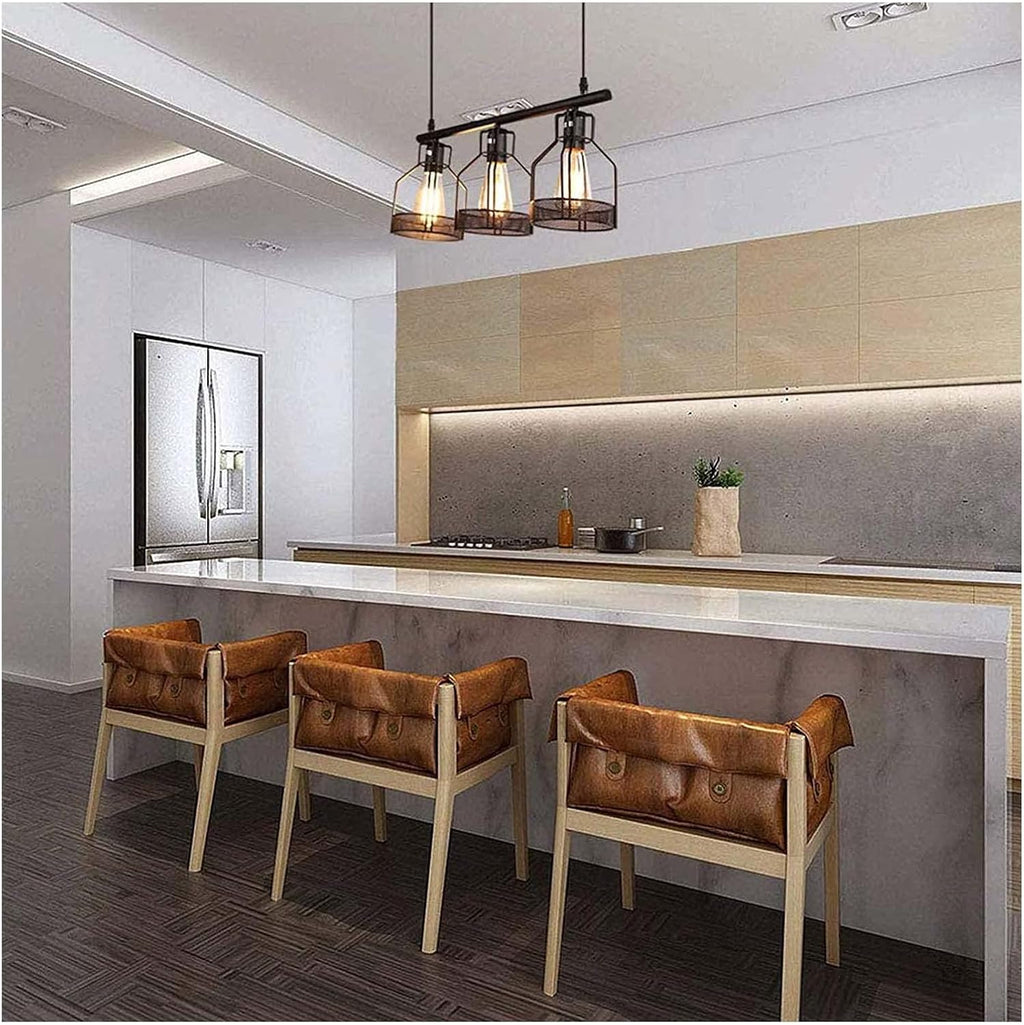 3-Light Industrial Pendant Light Fixtures Rustic Cage Chandelier J22853