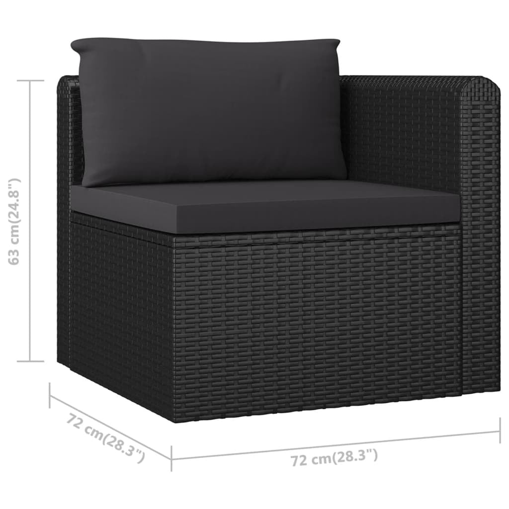 2 Piece Patio Sofa Set with Cushions Poly Rattan Black B75709