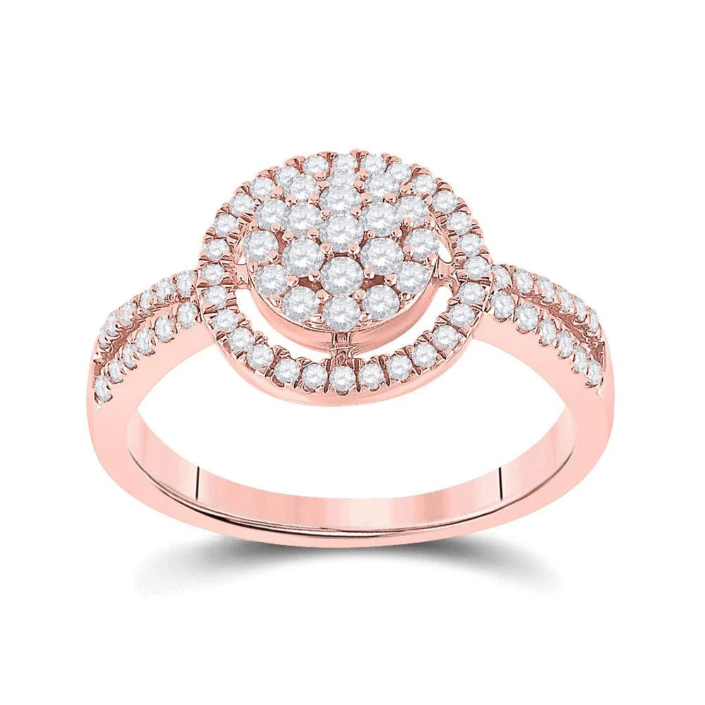 10kt Rose Gold Diamond Circle Cluster Ring 1/2 Cttw Size 7.5 E146