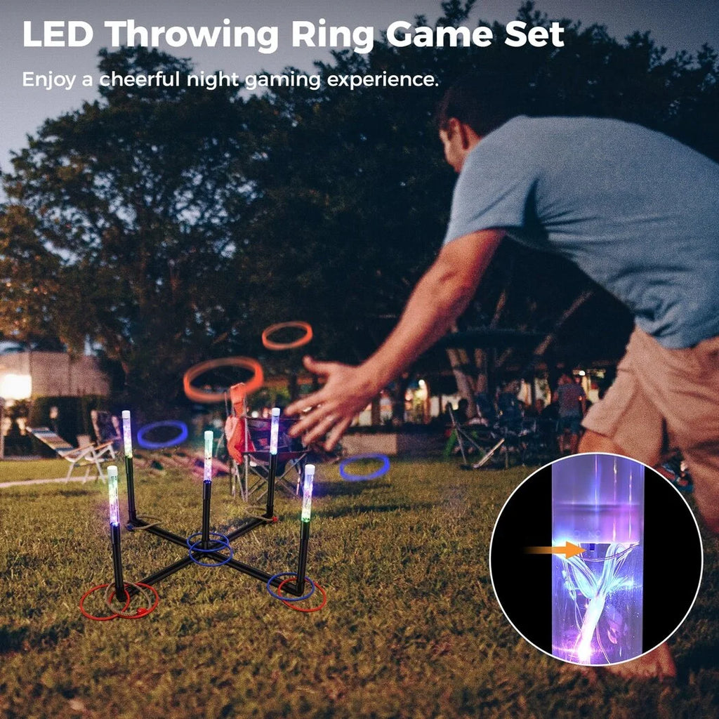 Glow in the Dark LED Throwing Ring Set Outdoor Game V800