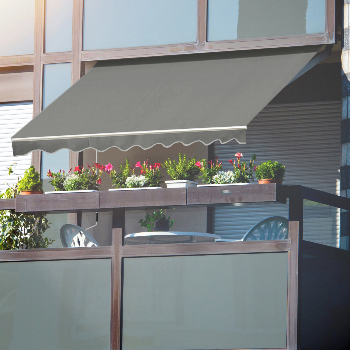 Gray Retractable Patio Awning N36358