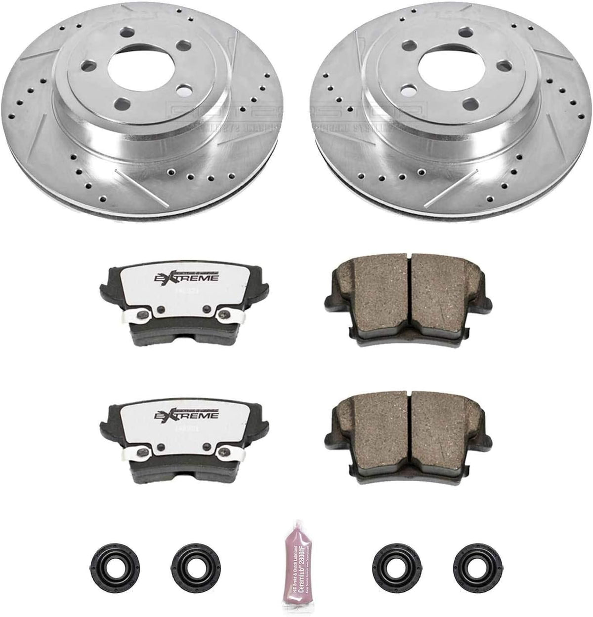 Rear Z26 Carbon Fiber Brake Pads with Drilled & Slotted Brake Rotors Kit C36428