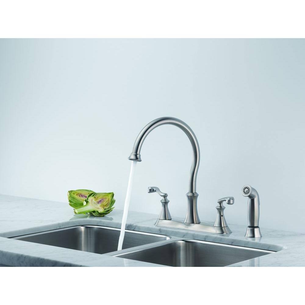 2-Handle Kitchen Faucet Stainless Steel C3056
