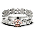 2.25 Carat Round Cut Morganite And Diamond Moissanite Engagement Ring in 925 Sterling Silver With 18k White Gold Plating G4593