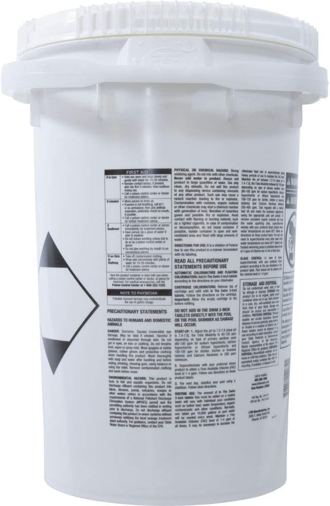 3 Inch Stabilized Chlorine Tablets - 90% Available Chlorine - 10 Pounds H779