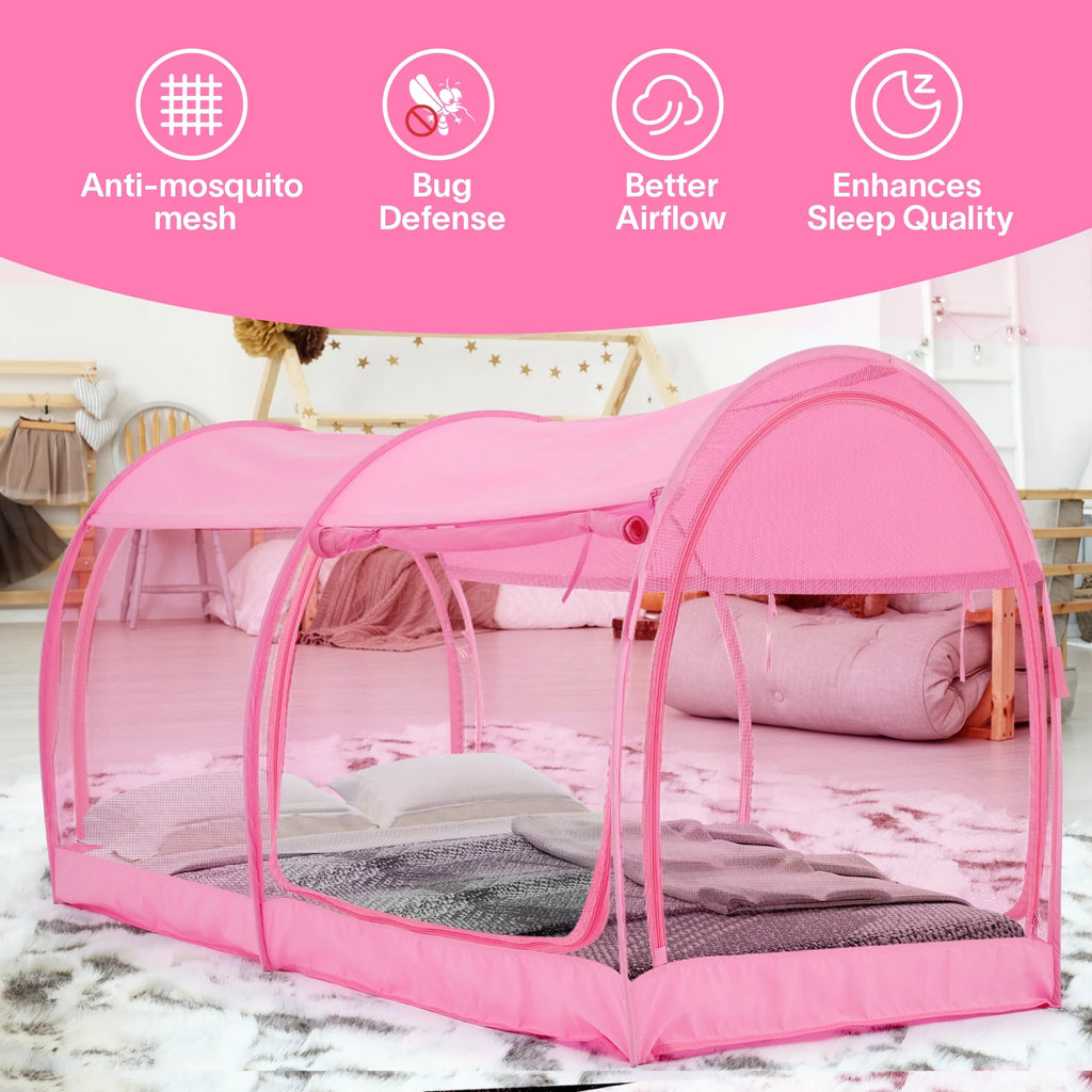 Twin Size Pink Bed Tent Mosquito Net Privacy Space G505190
