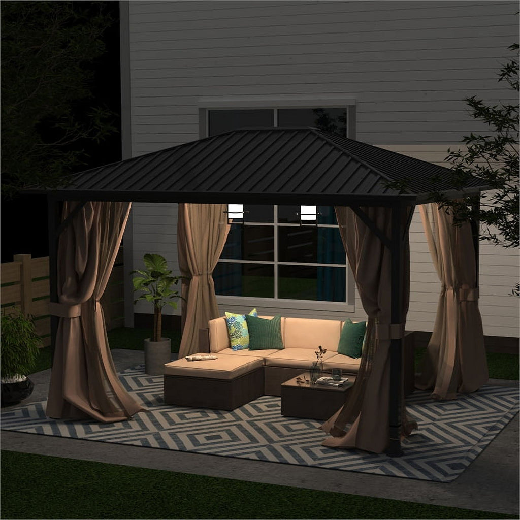 10x12 Hardtop Metal Canopy Gazebo with Netting G997955